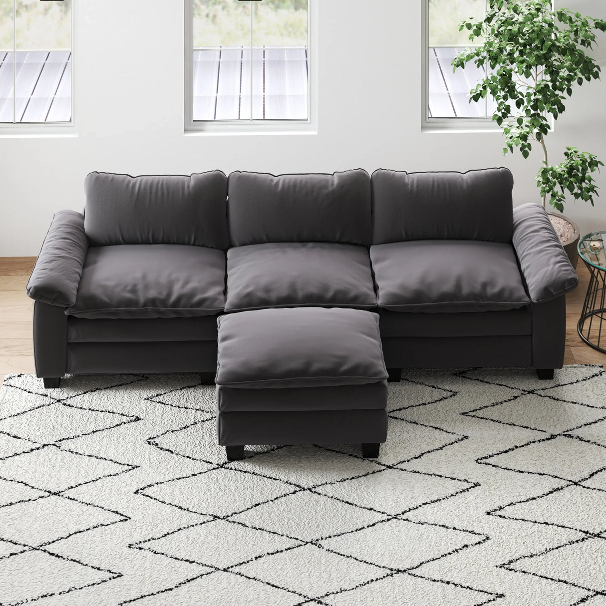Living Room Bundle - Sectional + Rug + Accent Tables - Furniture Home Direct