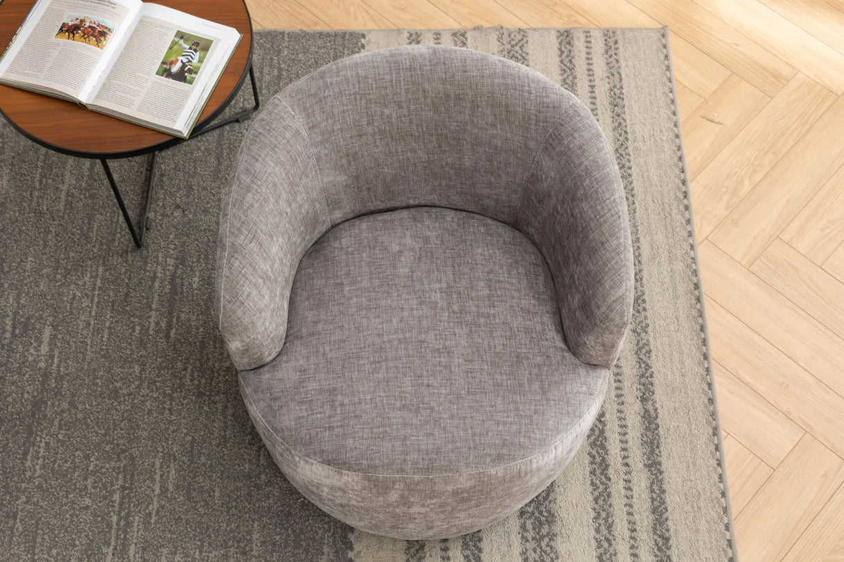 Chenille Fabric Swivel Accent Armchair Barrel Chair With Powder Coating Metal Ring - Furniture Home Direct