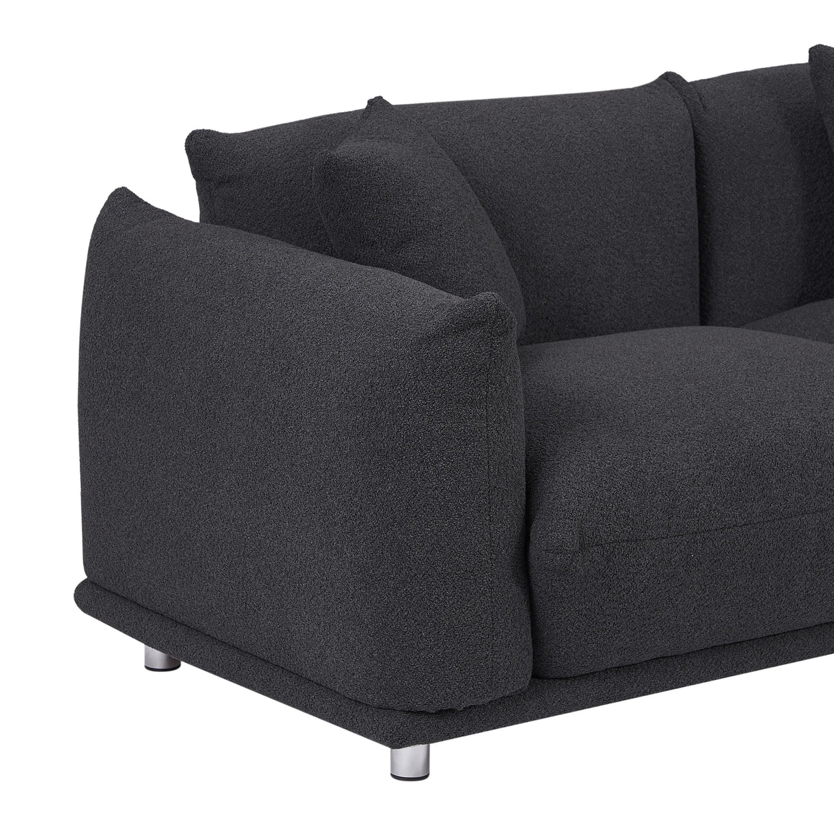 Sherpa Sofa With Metal Legs and 3 Pillows - Furniture Home Direct