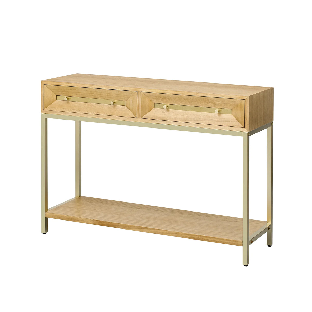 Console Table With Two Drawers Geometric Design Natural - Furniture Home Direct