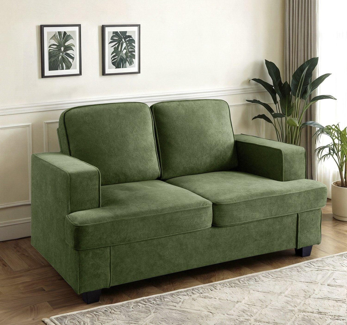 Modern Loveseat, Comfortable 2 Seater Couch With Deep Seating, Loose Back Cushions, Wide Arms - Furniture Home Direct
