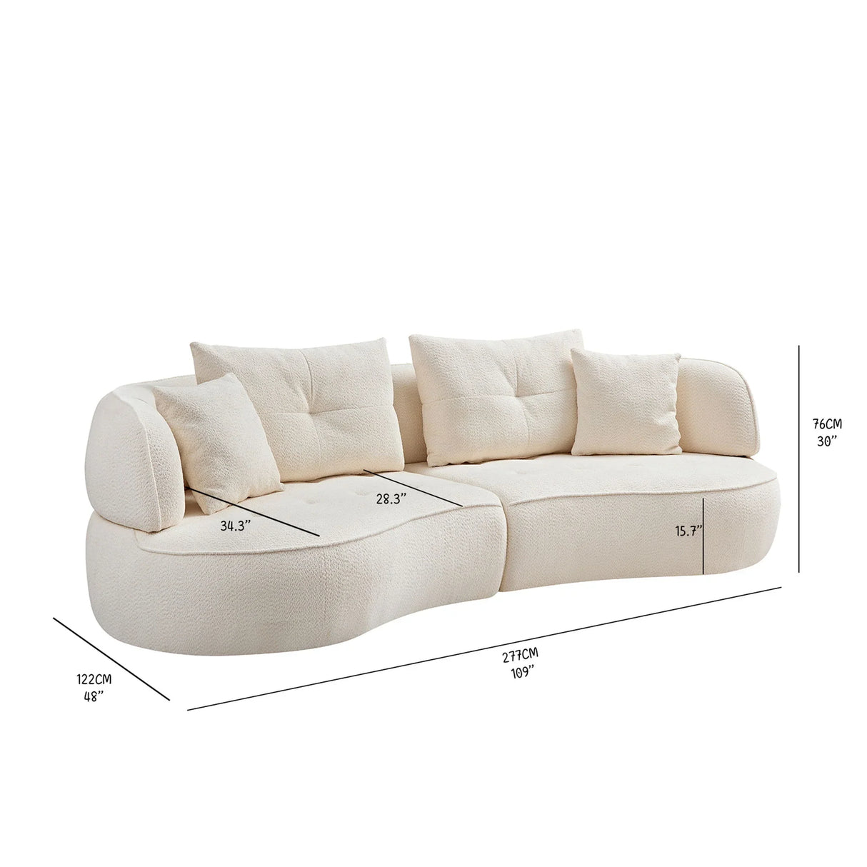 Modular Sofa, Durable Fabric, Solid Wood Frame, High Density Sponge Padding, Seating For 4 - Furniture Home Direct