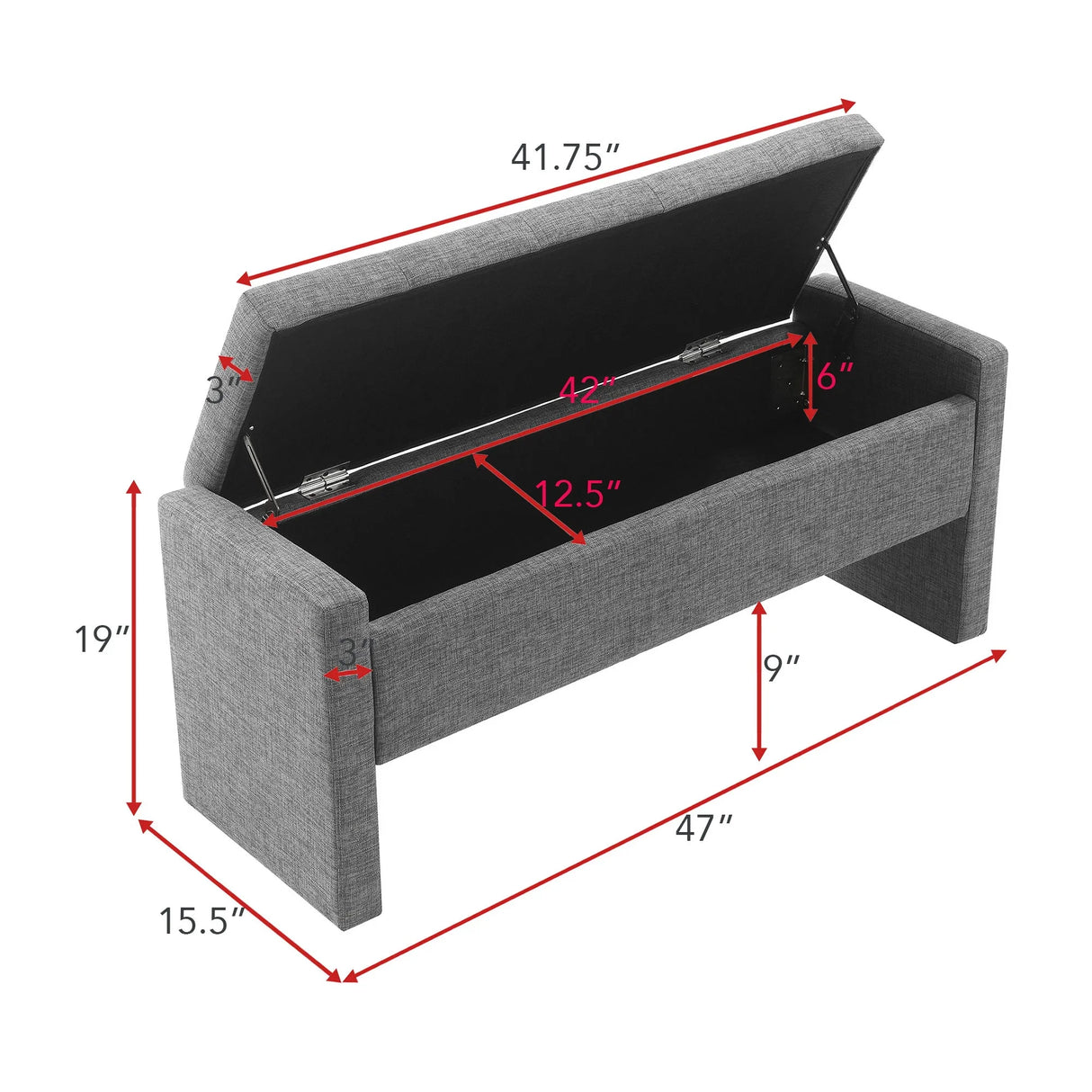 Modern Upholstered Large Bed End Bench With Storage - Furniture Home Direct