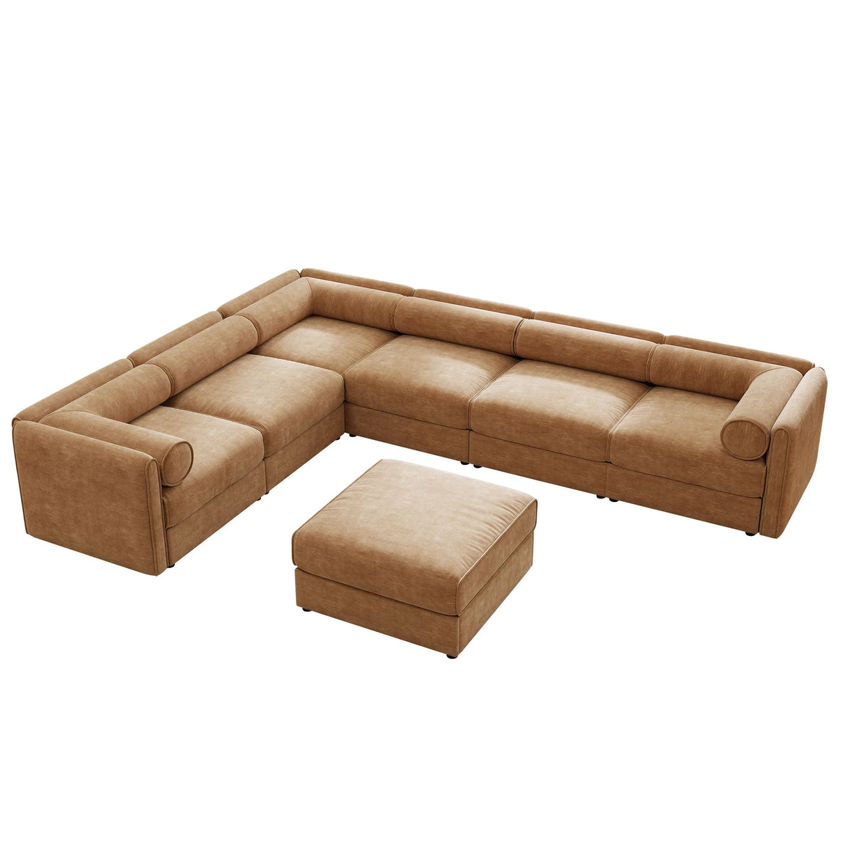 Contemporary Elegant White Chenille Sofa With Storage And Ottoman - Furniture Home Direct