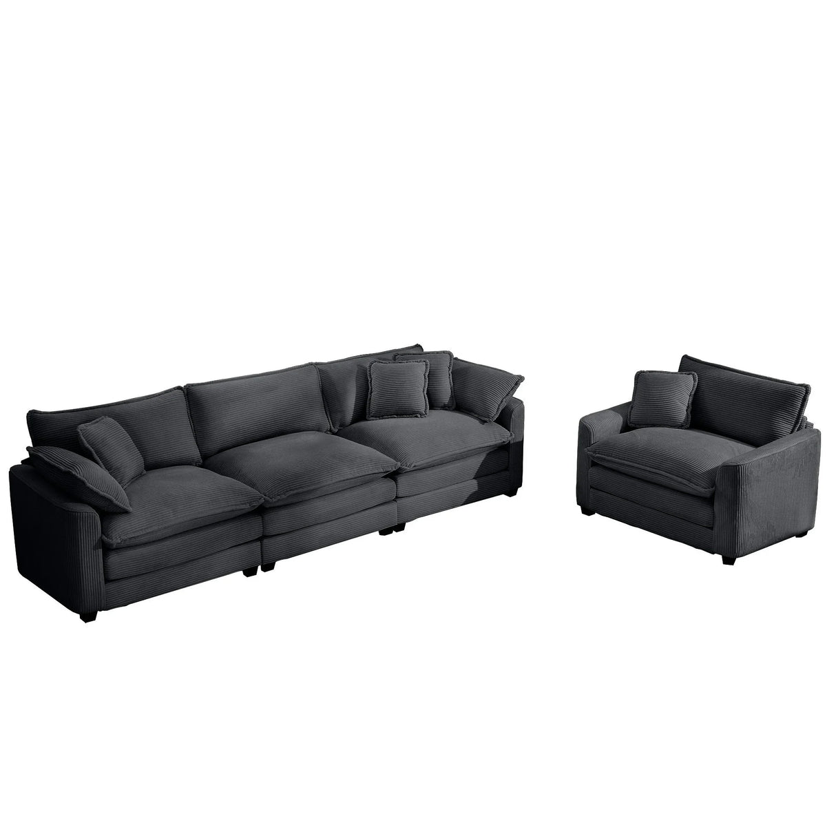 Elegant Corduroy Oversized Sectional Sofa Set With Deep Seats And Flexible Layout - Furniture Home Direct