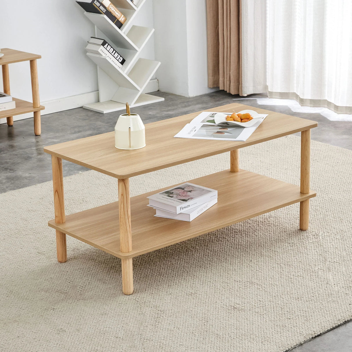 Modern 2 Tier Coffee Table With Open Storage Shelf For Living Room - Furniture Home Direct