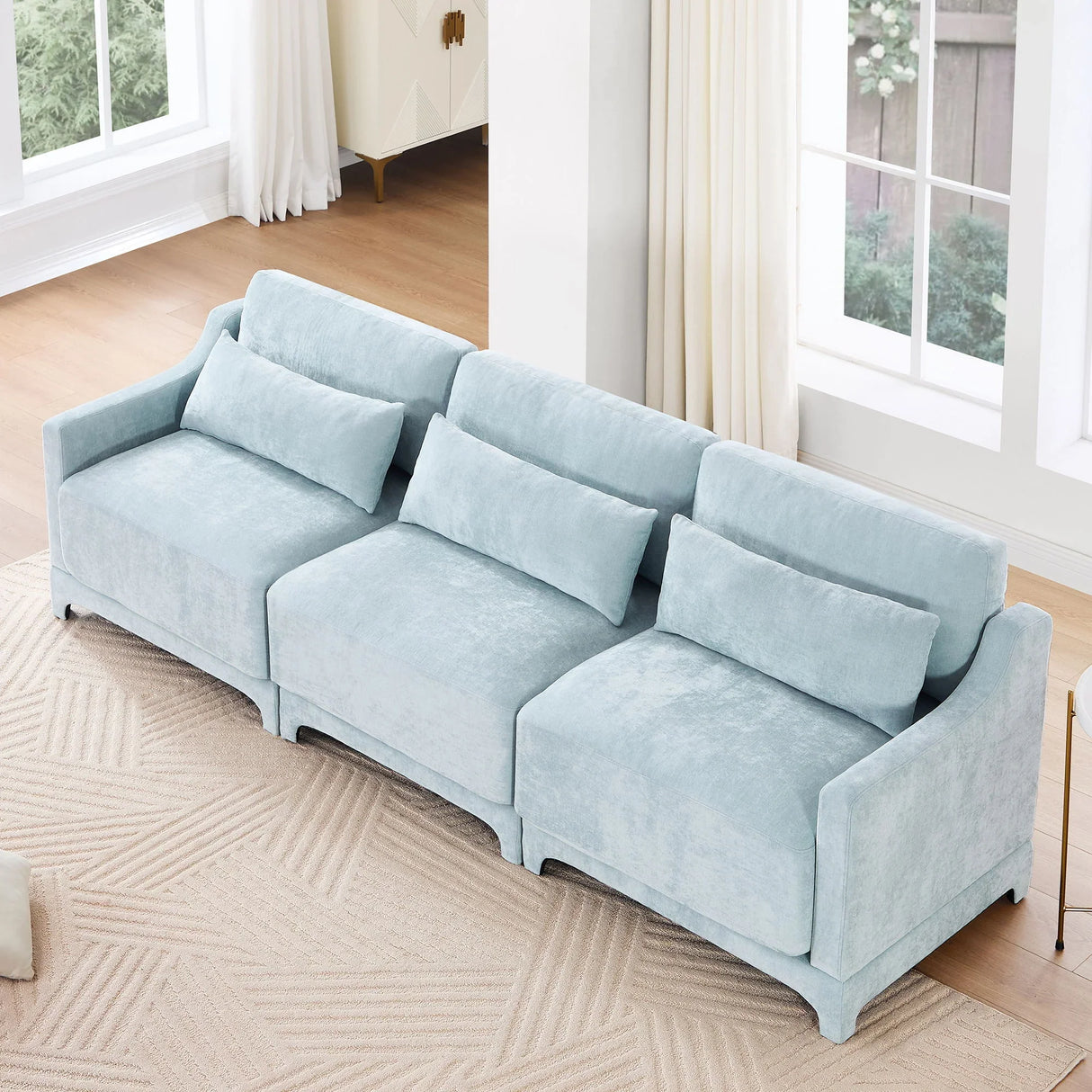 Elegant Sofa With Ergonomic Design And Lumbar Pillows - Furniture Home Direct