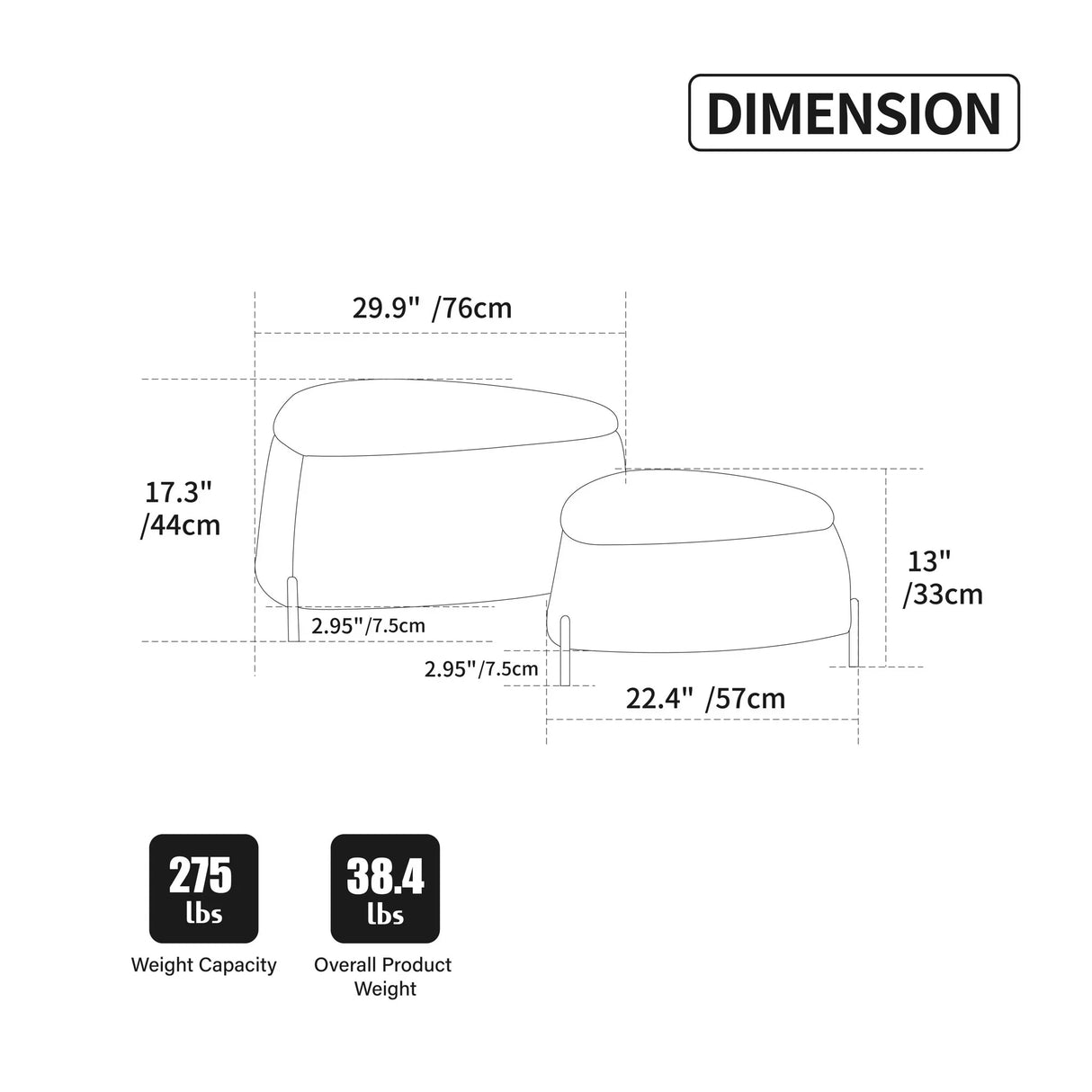 Upholstered Storage Ottoman Set With Reversible Lid - Furniture Home Direct