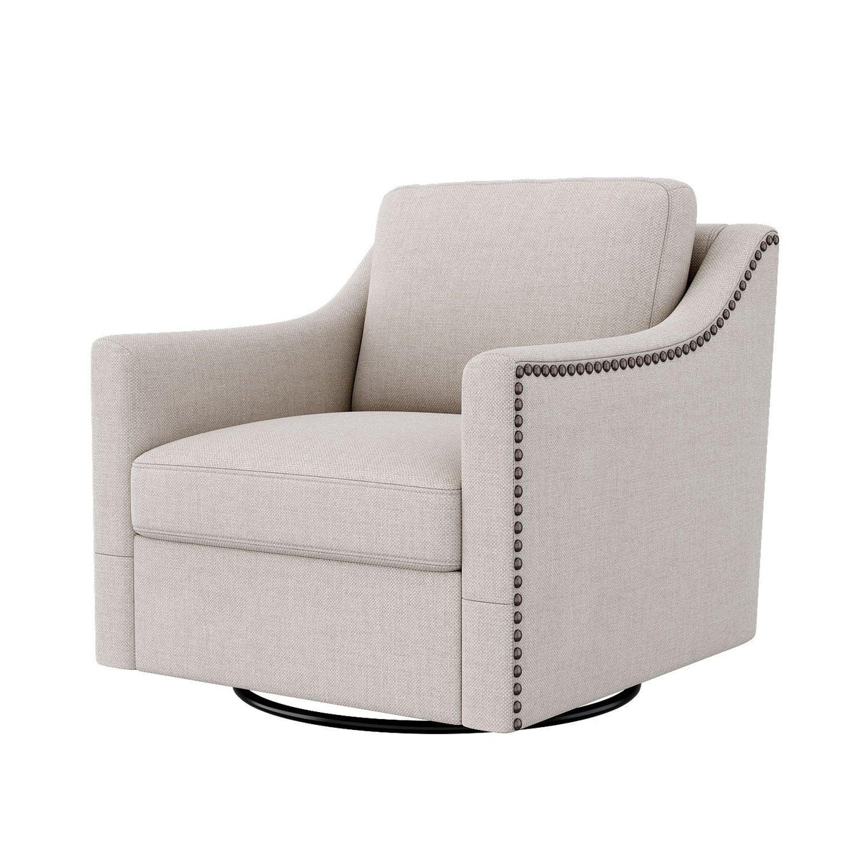 360 Degree Swivel Armchair, Skin Friendly Fabric, Ergonomic Design, Brass Nail Decorative Armchair - Furniture Home Direct