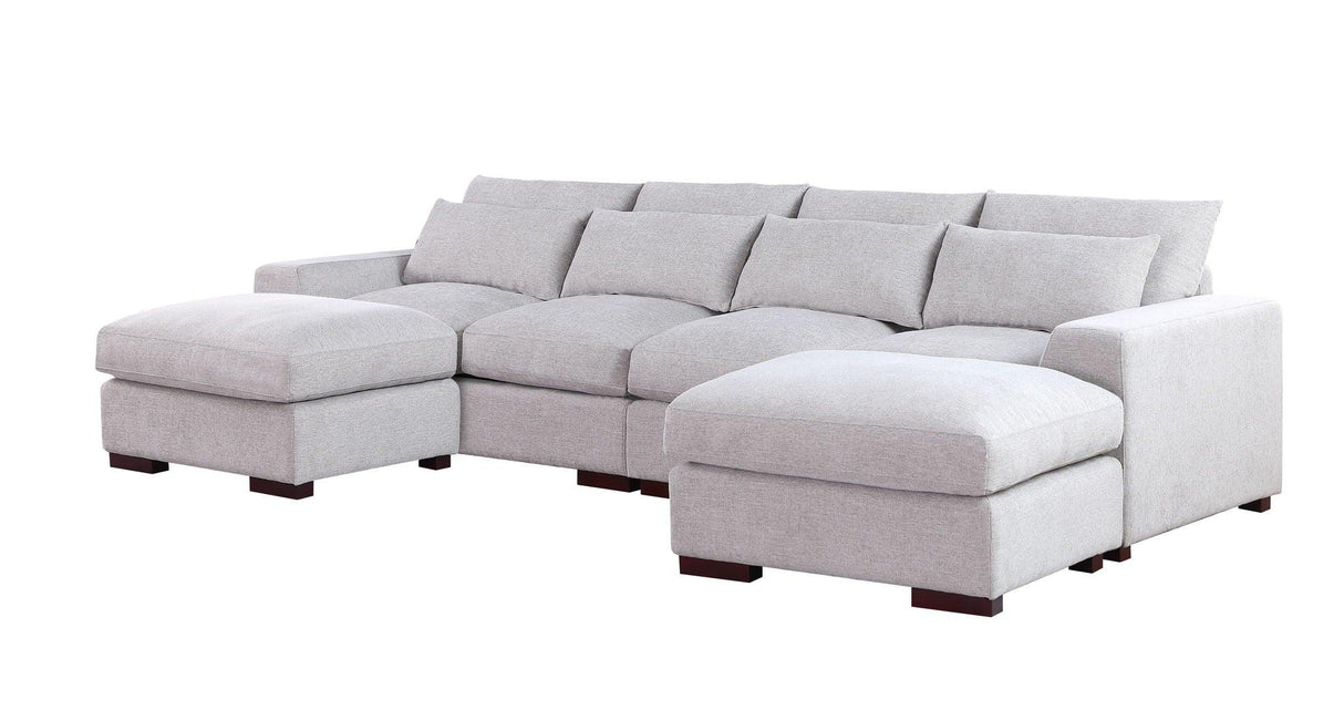 Tatman - Linen Blend Sectional With 2 Ottomans - Furniture Home Direct