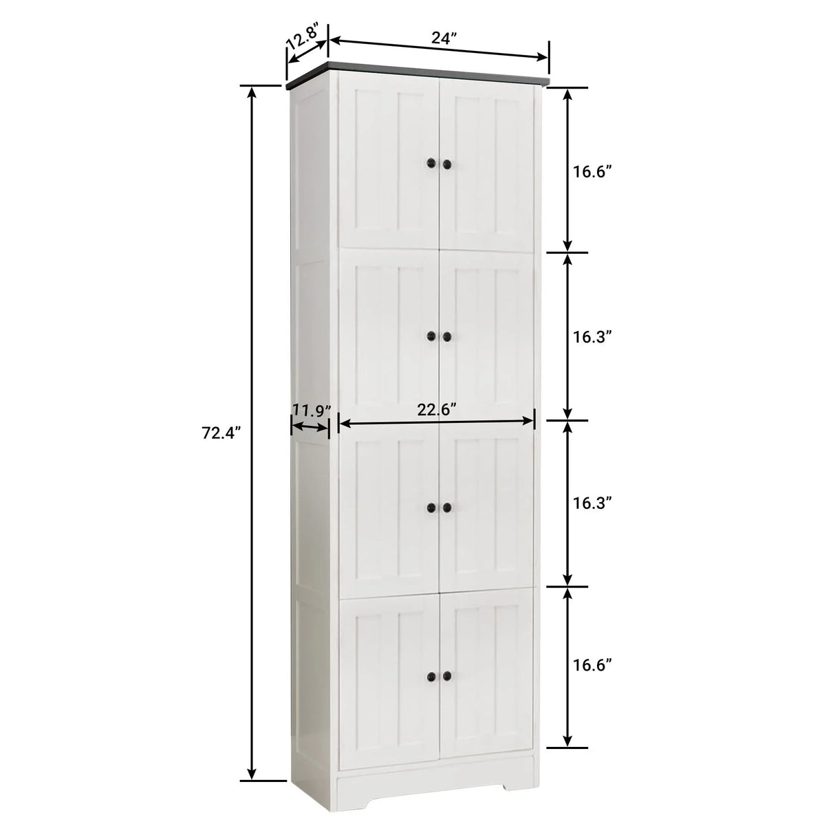 Tall Storage Cabinet With 8 Doors And 4 Shelves, Wall Storage Cabinet For Living Room, Kitchen, Office, Bedroom, Bathroom - Furniture Home Direct