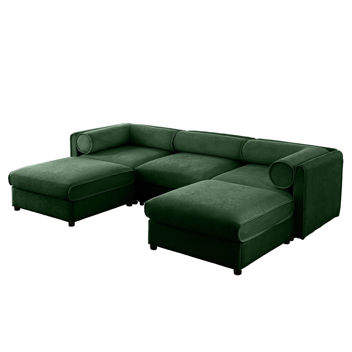 Contemporary Elegant White Chenille Sofa With Storage And Ottoman - Furniture Home Direct