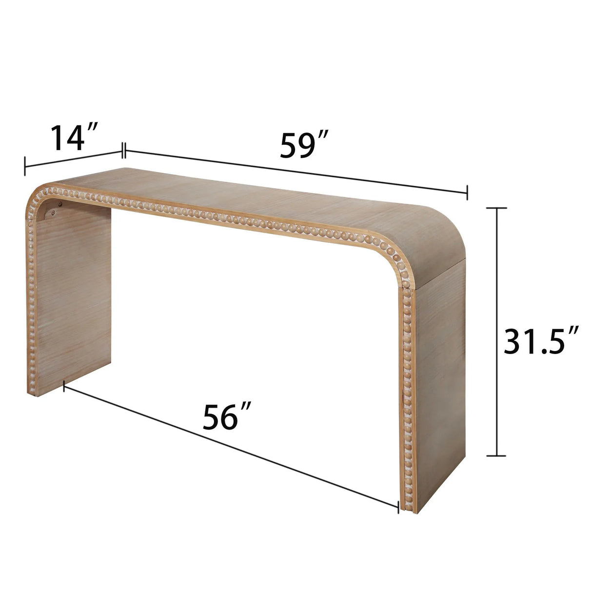 Console Table With Wood Beads Curved Waterfall Style Table - Antique Natural / Natural / Rustic / Natural / White - Furniture Home Direct