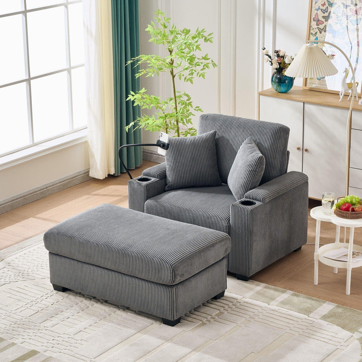 Oversized Chaise Lounge Chair With Ottoman And Storage - Furniture Home Direct