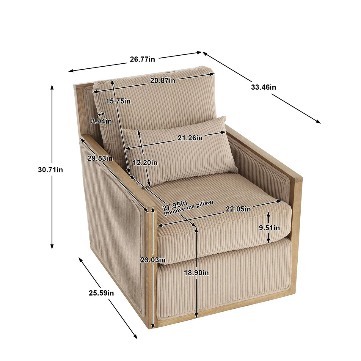 Comfy Accent Barrel Chair, 360 Degree Swivel - Furniture Home Direct