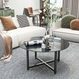 JWS Round Glass Coffee Table, Clear Coffee Table, Modern Side Center Tables For Living Room - Furniture Home Direct