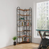 Industrial Style Corner Bookshelf With Thickened Iron Frame - Furniture Home Direct