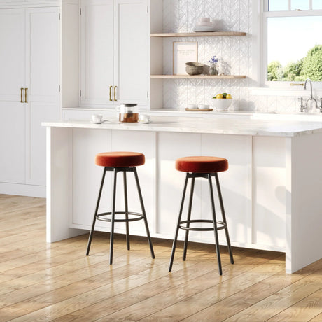Modern Glam Upholstered Faux Velvet Bar Stool - Furniture Home Direct
