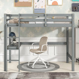 Loft Pine Wood Bed With Built-In Desk, Safety Guardrails, Ladder - Furniture Home Direct