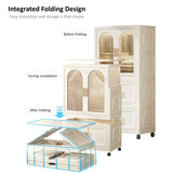 Folding Wardrobe Cabinet With Magnetic Doors, Wheels And Hangers - Furniture Home Direct