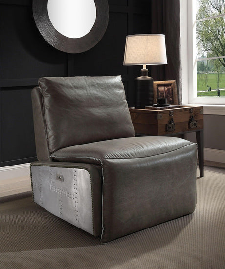 Metier - Power Motion Recliner - Gray / Aluminum - Furniture Home Direct