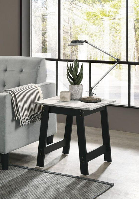 Kenzo - End Table With Faux Marble Top Finish - Black - Furniture Home Direct