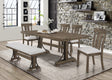 Dining Set Rustic Wood Bench and Upholstered Chairs Brown - Furniture Home Direct