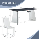 Dining Set Marble Pattern Table With White Chairs White - Furniture Home Direct
