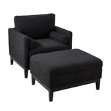 Farmhouse Upholstered Accent Chair With Ottoman, Reversible Lid Coffee Table - Furniture Home Direct