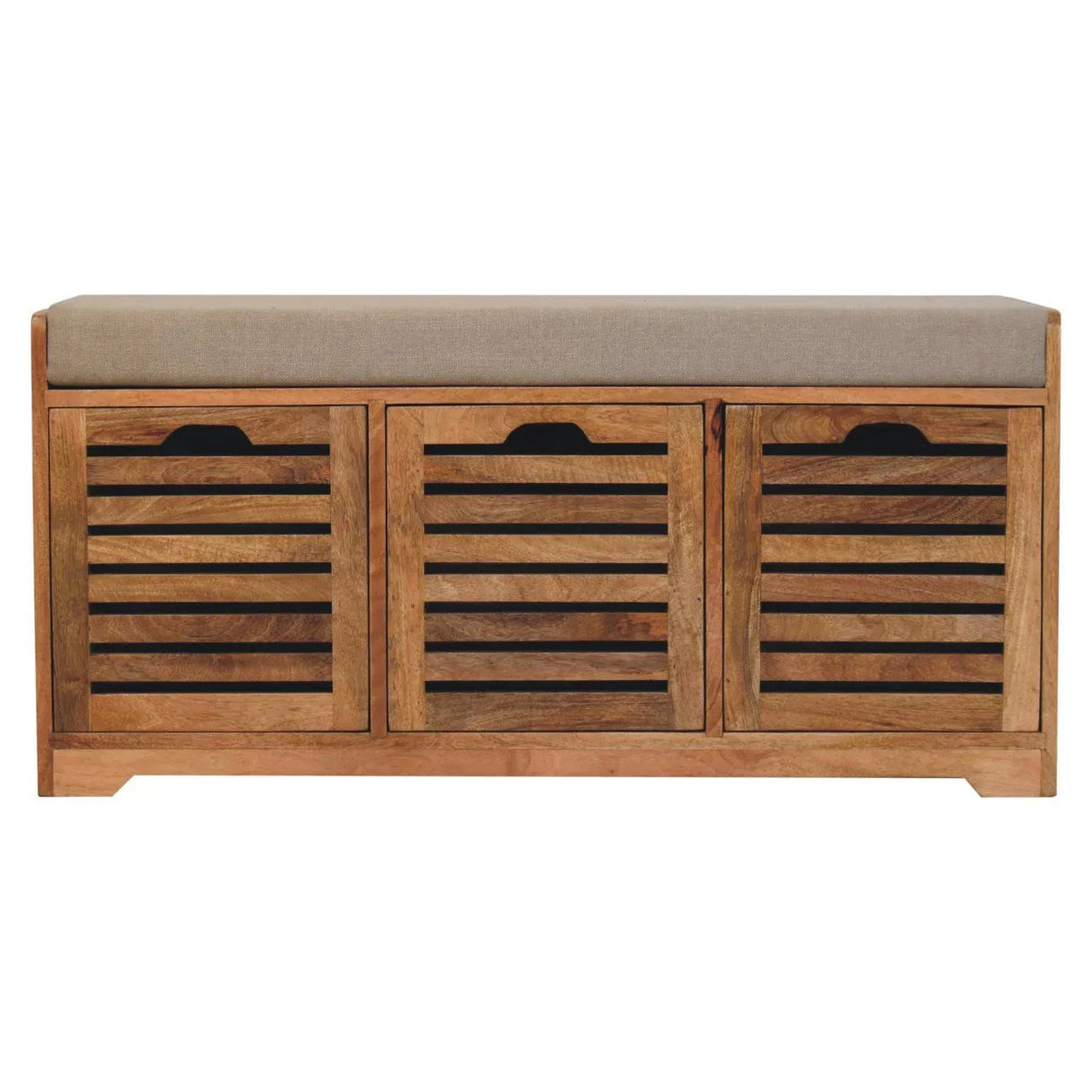 Shutter Shoe Bench, 3 Drawer - Oak - Furniture Home Direct