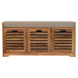 Shutter Shoe Bench, 3 Drawer - Oak - Furniture Home Direct