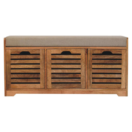 Shutter Shoe Bench, 3 Drawer - Oak - Furniture Home Direct
