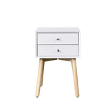 Mid Century Modern Nightstand With 2 Drawers - White - Furniture Home Direct