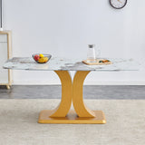 Modern Minimalist Dining With Imitation Marbled Glass Tabletop - Furniture Home Direct