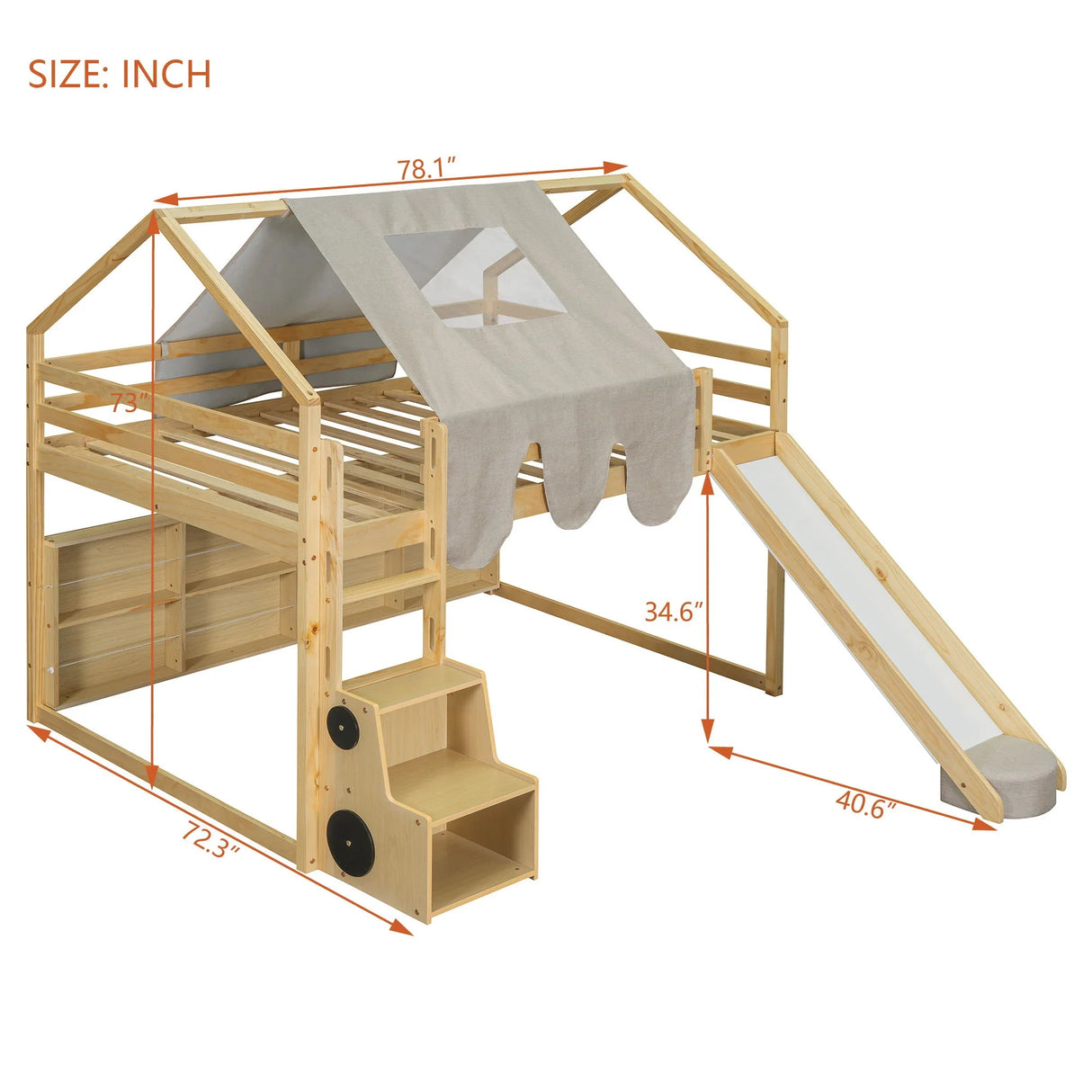 Loft Bed With House Shaped Frame And Tent - Furniture Home Direct