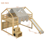 Loft Bed With House Shaped Frame And Tent - Furniture Home Direct