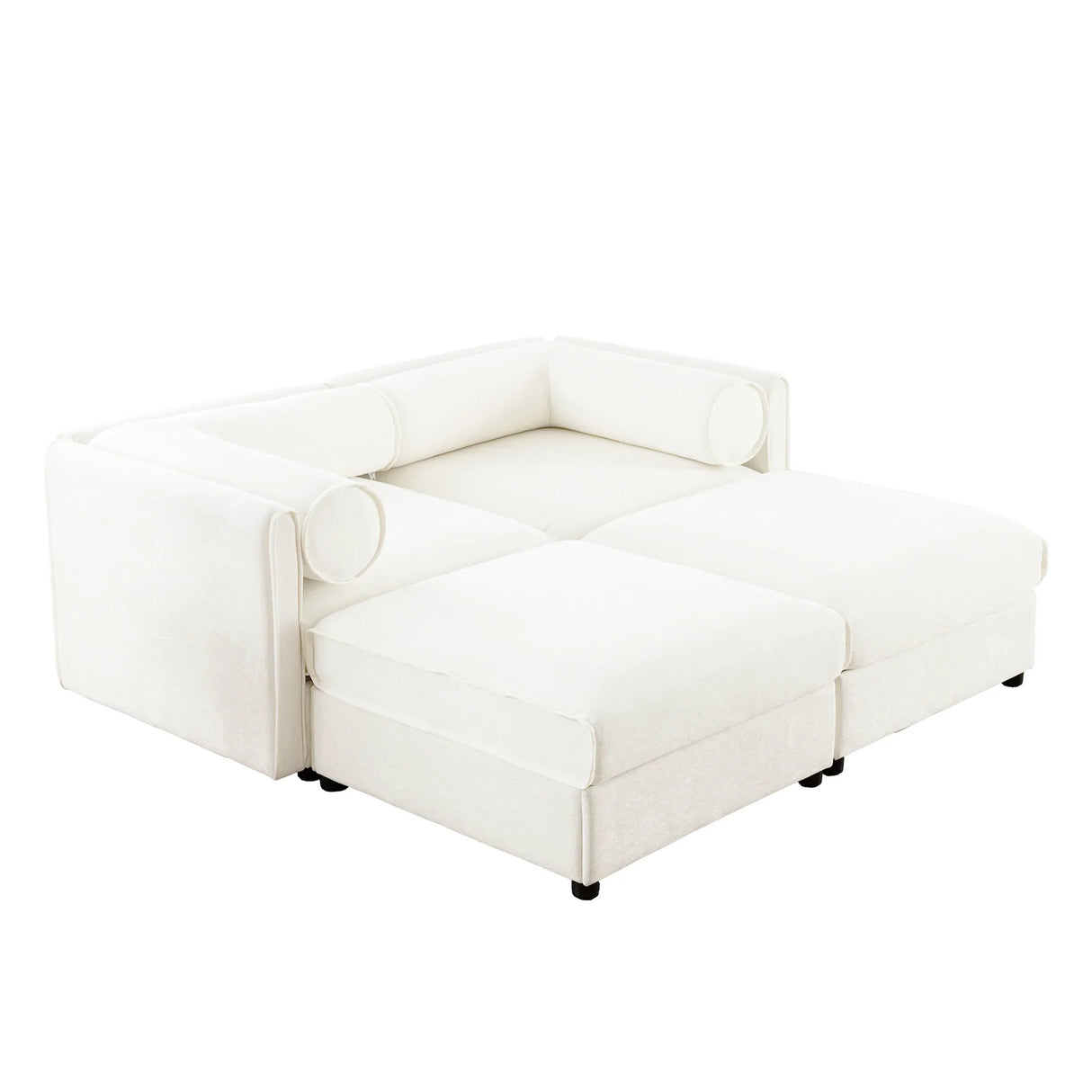 Chenille Loveseat with 2 Ottomans - Furniture Home Direct