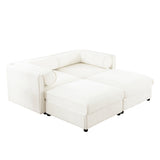 Chenille Loveseat with 2 Ottomans - Furniture Home Direct