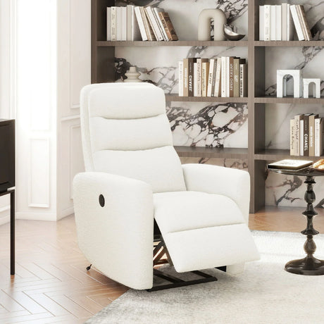 Bloomy - High Back Power Recliner Motion Chair - Chiffon White - Furniture Home Direct