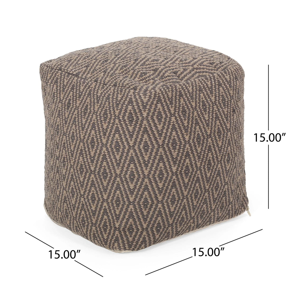 Amuleto - Hand Loomed Cotton Pouf - Dark Gray / Brown - Furniture Home Direct