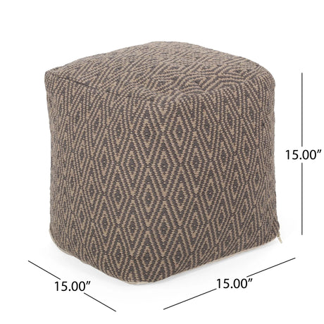 Amuleto - Hand Loomed Cotton Pouf - Dark Gray / Brown - Furniture Home Direct