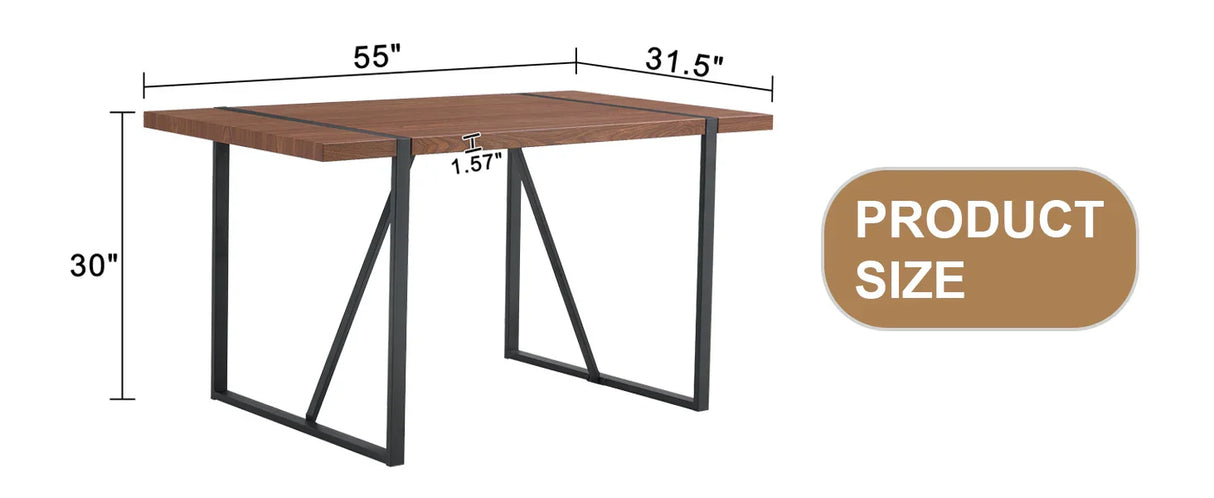 Dining Table Industrial Wood Grain Rectangular Walnut - Furniture Home Direct