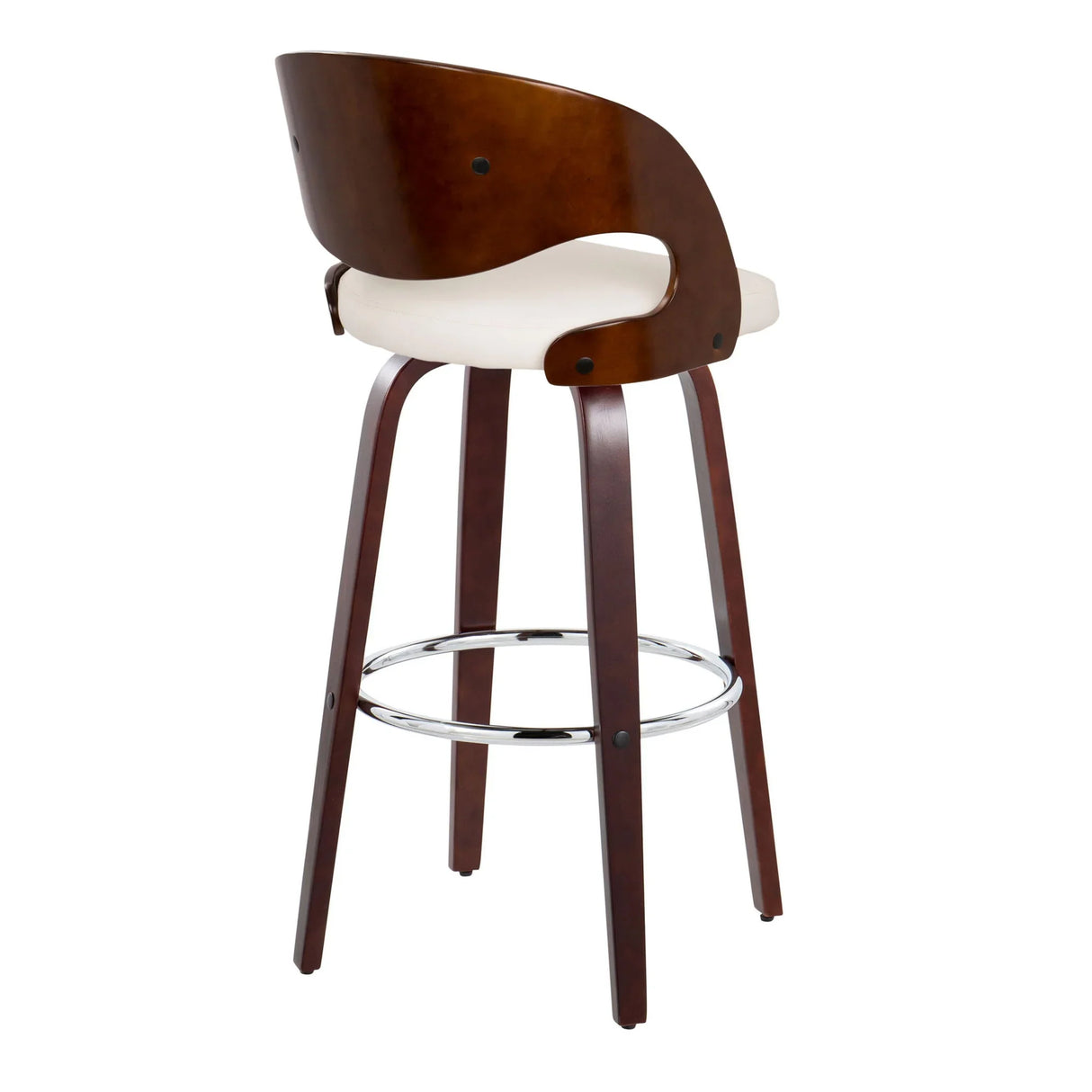 Pino - Mid Century Modern Fixed Height Barstool With Swivel & Round Footrest (Set of 2) - Furniture Home Direct