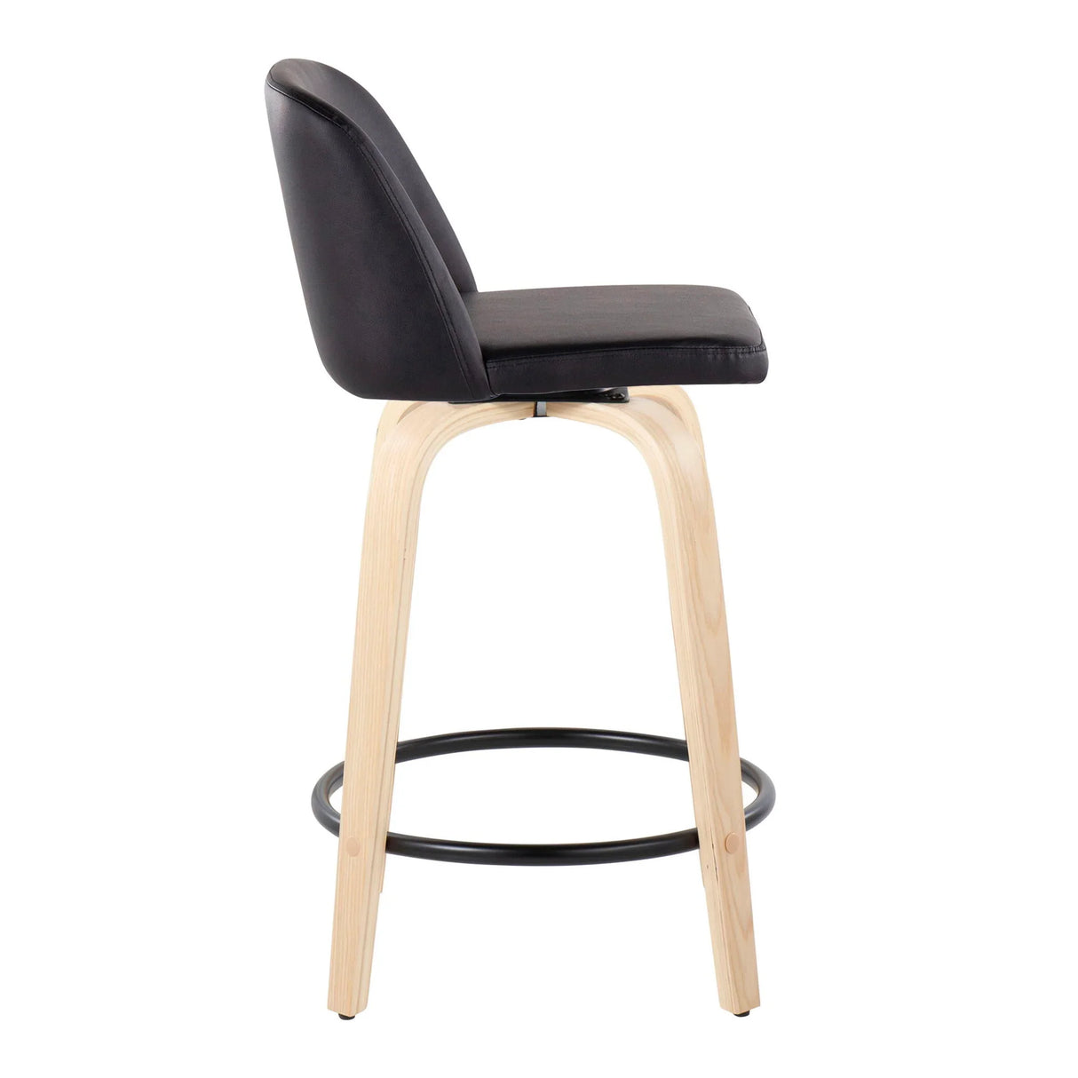 Toriano - Contemporary, Fixed Height Counter Stool With Swivel And Round Footrest (Set of 2) - Furniture Home Direct