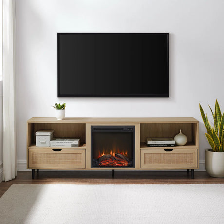 Coastal Rattan Door TV Stand For TVs Up To 10015” - Coastal Oak - Furniture Home Direct