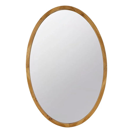 Oval Wall Mirror With Wood Frame, Farmhouse Wood Mirror For Bathroom Entryway Console Lean Against Wall - Brown - Furniture Home Direct