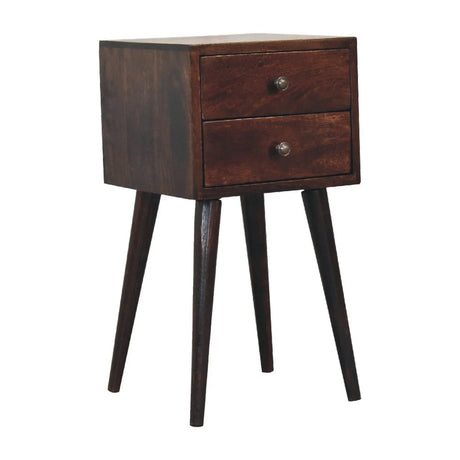 Mini 2 Drawer Nightstand - Walnut - Furniture Home Direct