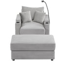 Single Sofa Couch With Storage Space, Movable Ottoman, USB Ports, Cup Holders, Phone Holder - Furniture Home Direct