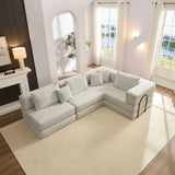 Modular L Shaped Floor Living Room Sofa Set With 6 Pillows - Furniture Home Direct