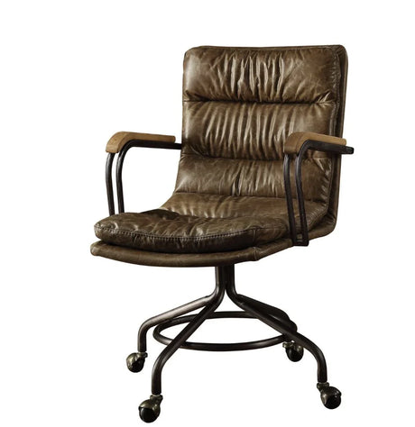 Harith - Vintage Top Grain Leather Office Chair - Brown - Furniture Home Direct